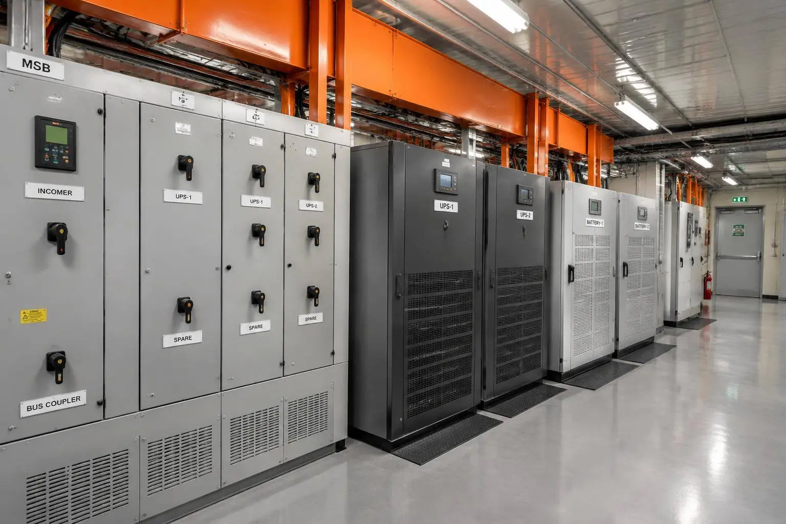 On-site photo of switchgear and UPS equipment inside a prefabricated power module